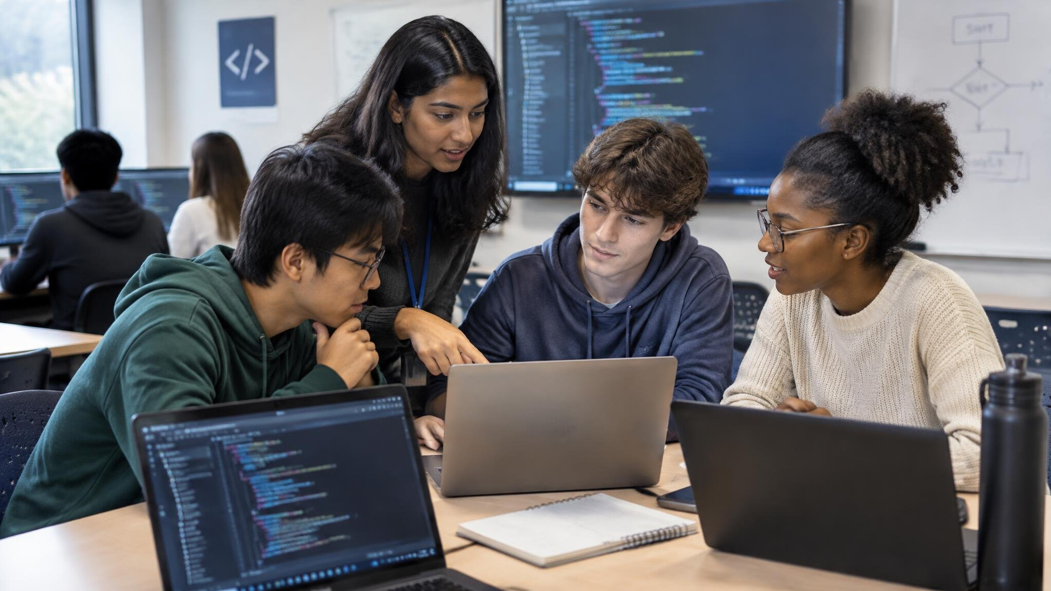 group of students in coding workshop