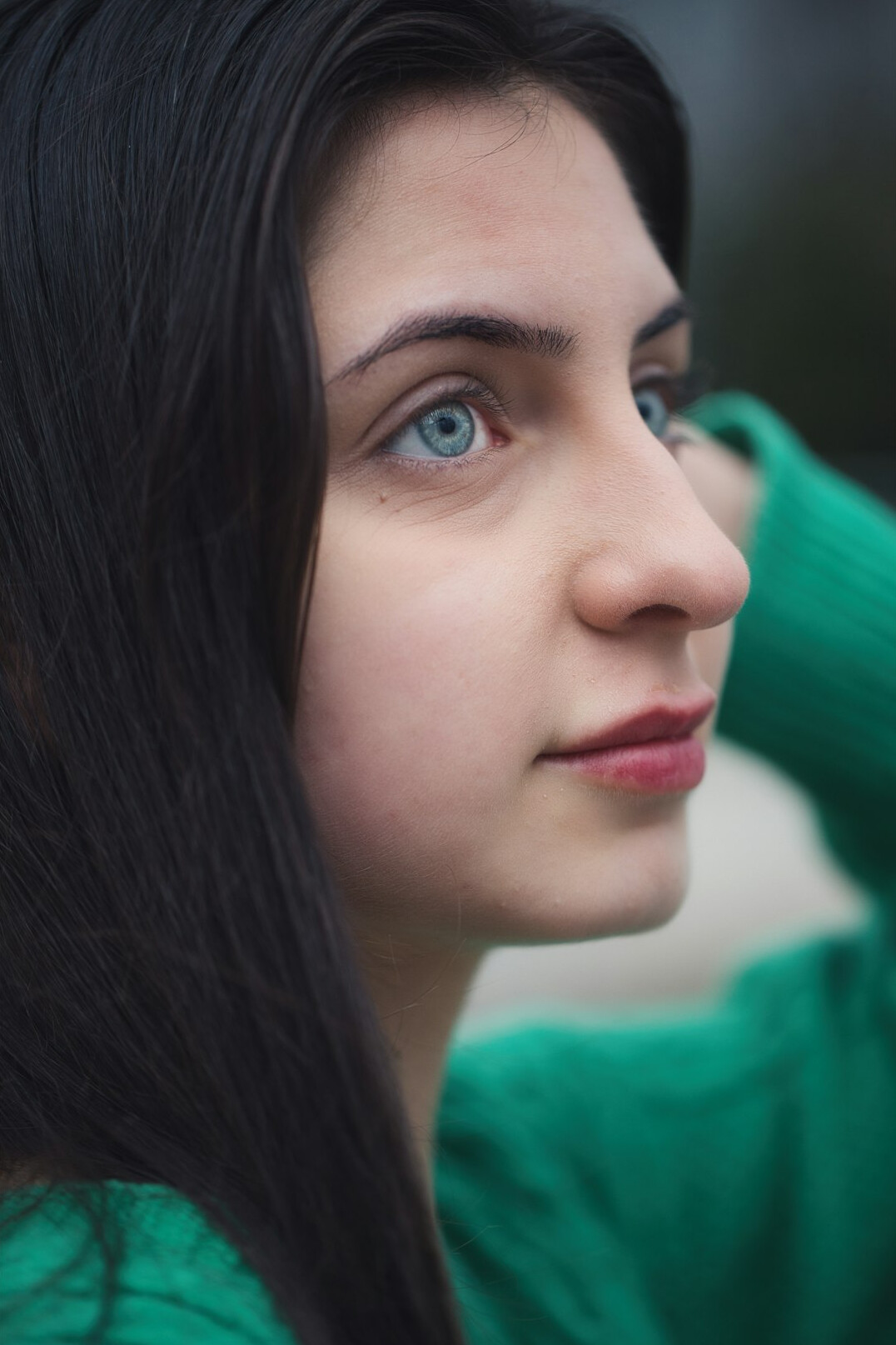 Portrait of a young woman with dark hair