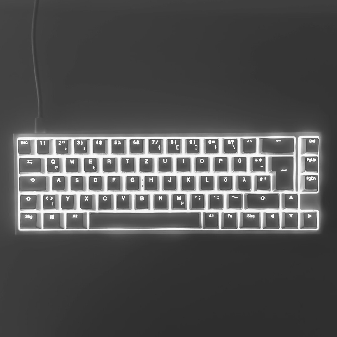 Close-up of a backlit mechanical keyboard