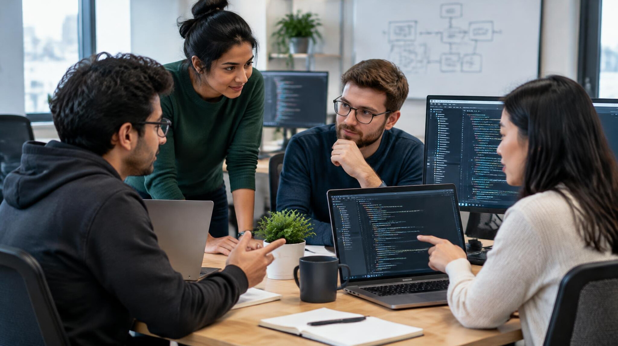 team collaborating on code